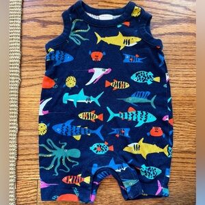 Hanna Andersson Organic Cotton Sea Animals Baby Romper | Size 6-12M